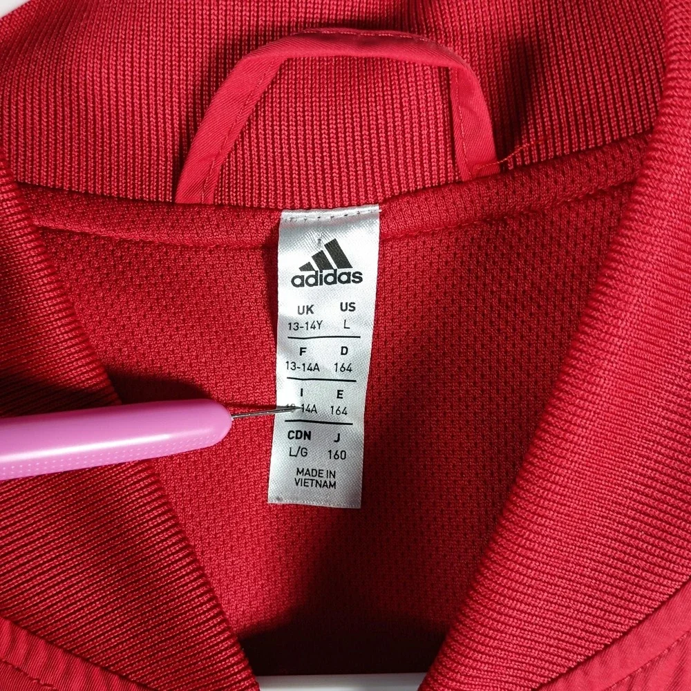 Manchester United FC Adidas Jacket Youth Large Red Full Zip Soccer